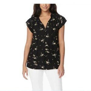- "NWT" Buffalo David Bitton Woven‎ printed Jacquard Flutter Sleeve Top- Size L